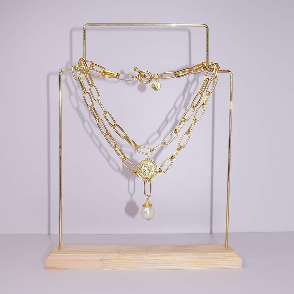 Coin & pearl layered necklace - Karine Sultan