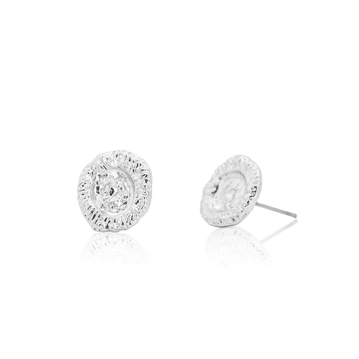 Round Hammered Stud Earrings