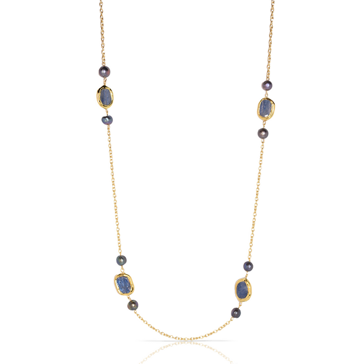 Kyanite X Blue Pearl Station Necklace