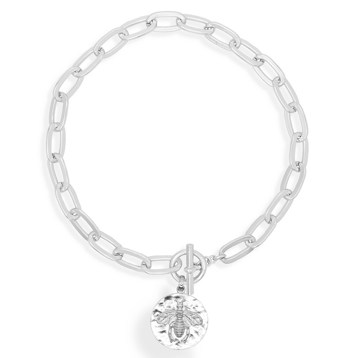Thick link short necklace with bee pendant - Karine Sultan