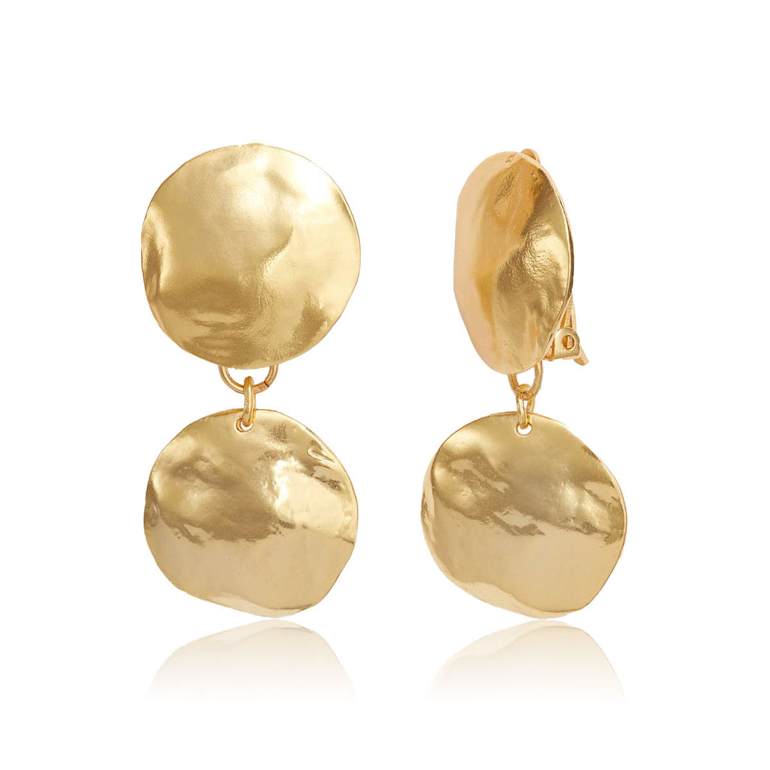 Double shell disc clip-on earrings - Karine Sultan