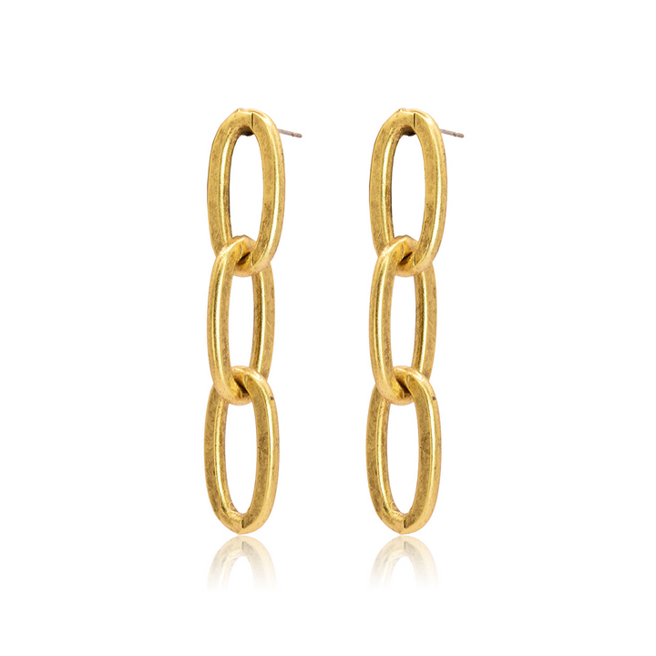Thick link linear drop Earrings - Karine Sultan