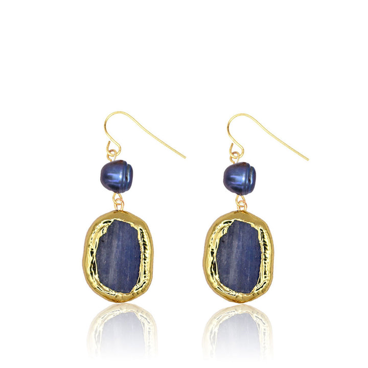 Kyanite X Peacock Pearl Earrings