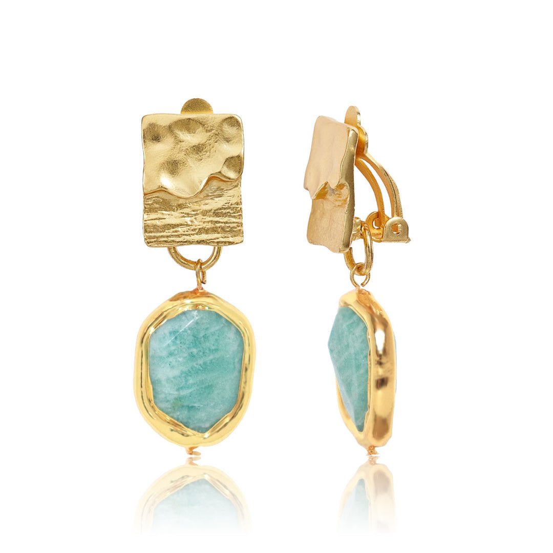 Amazonite Clip-On Earrings