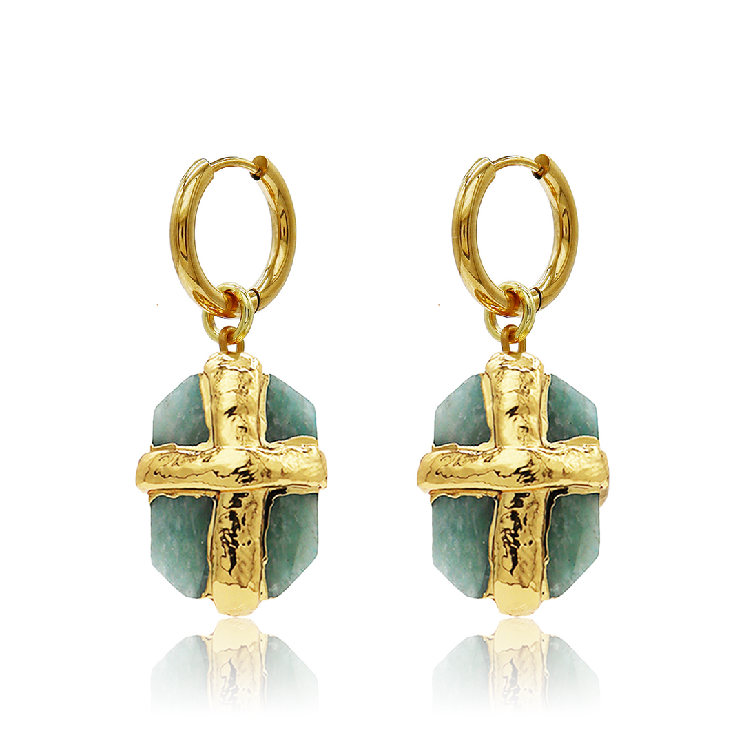 Briza x Amazonite mini Hoop Earrings