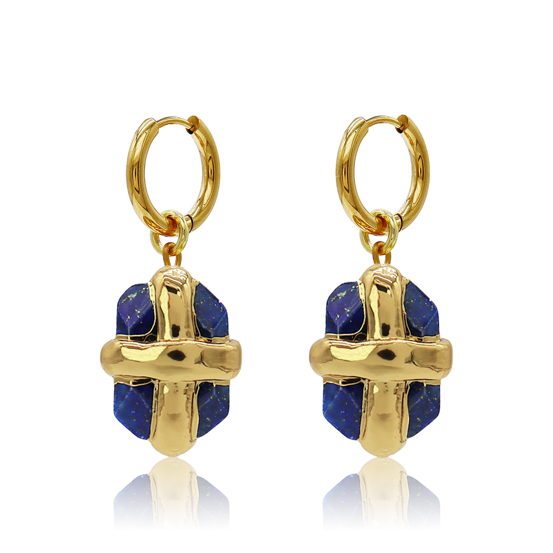 Briza X Lapis Mini Hoop Earrings