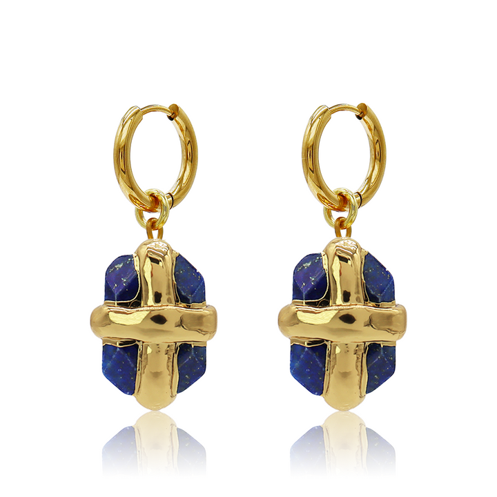 Briza X Lapis Mini Hoop Earrings