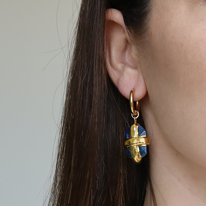 Briza X Lapis Mini Hoop Earrings