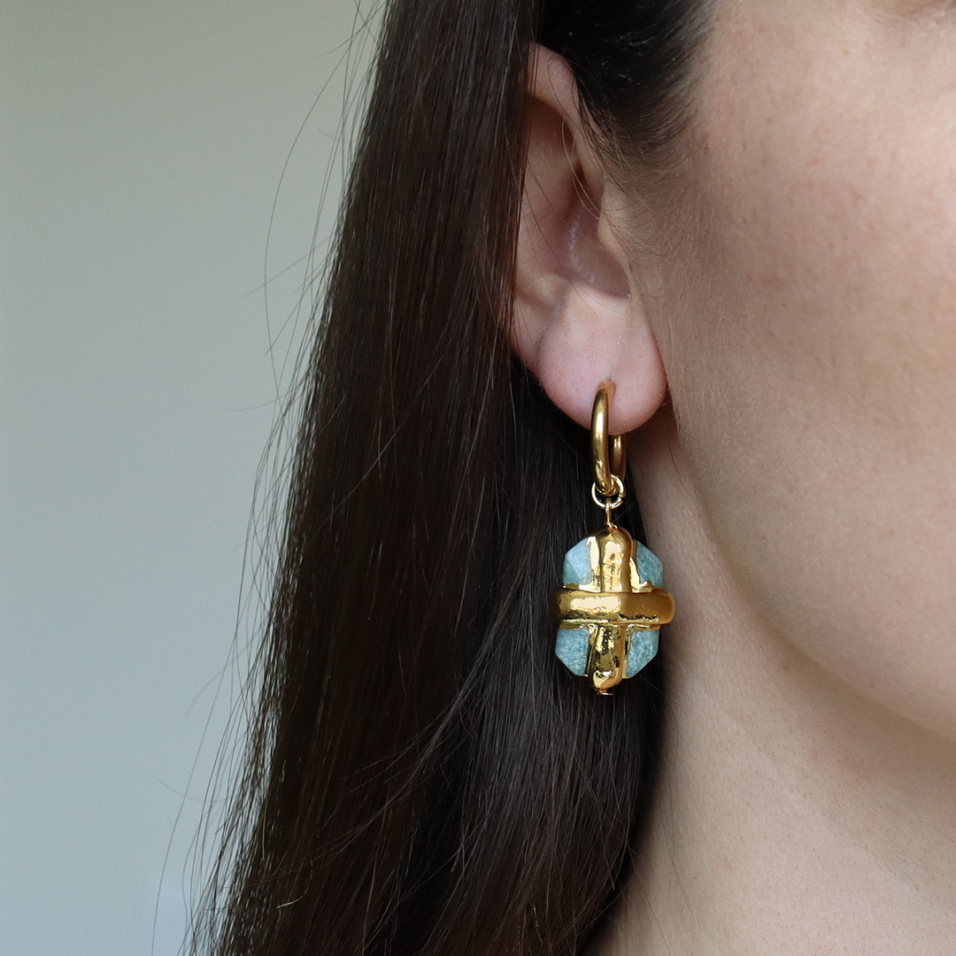 Briza x Amazonite mini Hoop Earrings