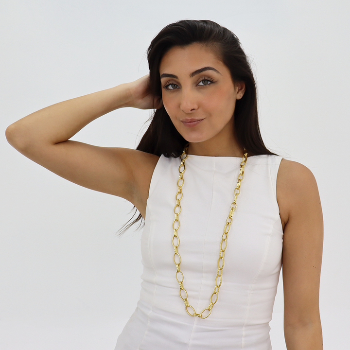 Hammered Link Long Chain - Karine Sultan