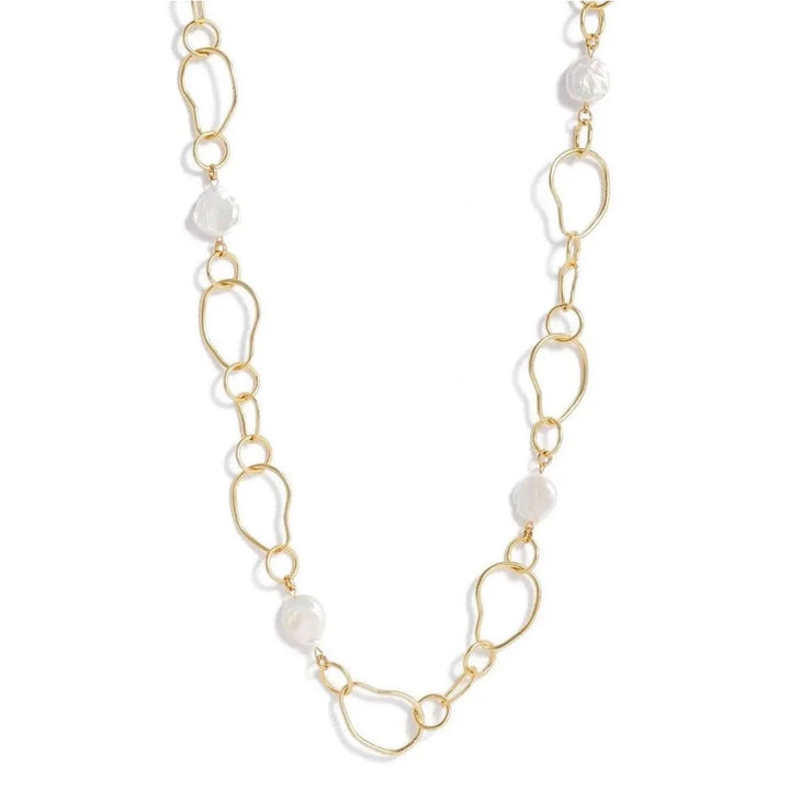 Organic Link X Pearl Station Necklace - Karine Sultan
