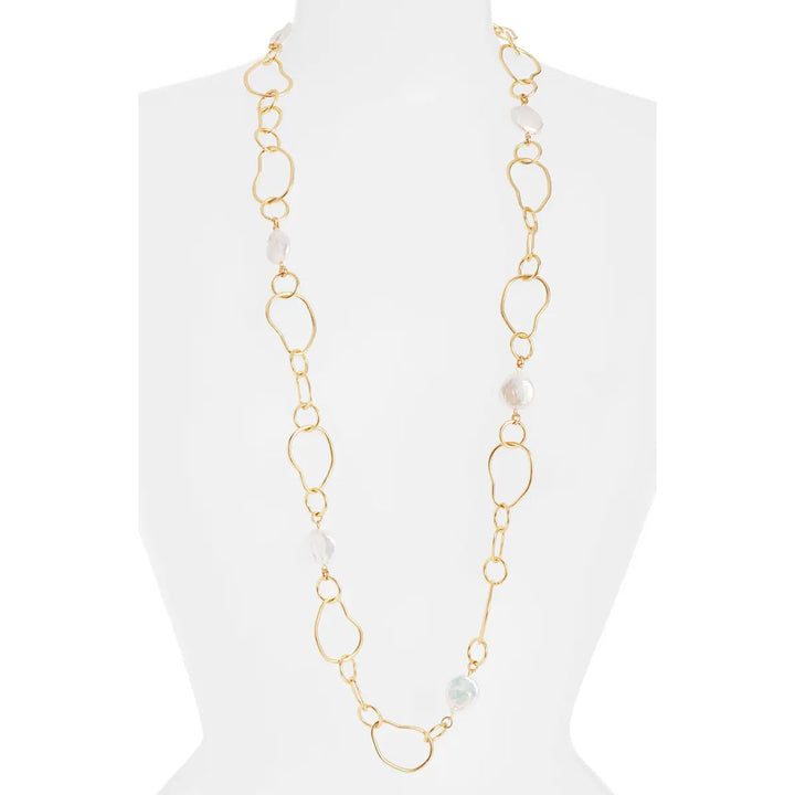 Organic Link X Pearl Station Necklace - Karine Sultan