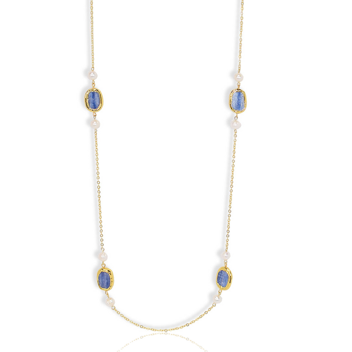 Kyanite X Pearl Station Necklace - Karine Sultan
