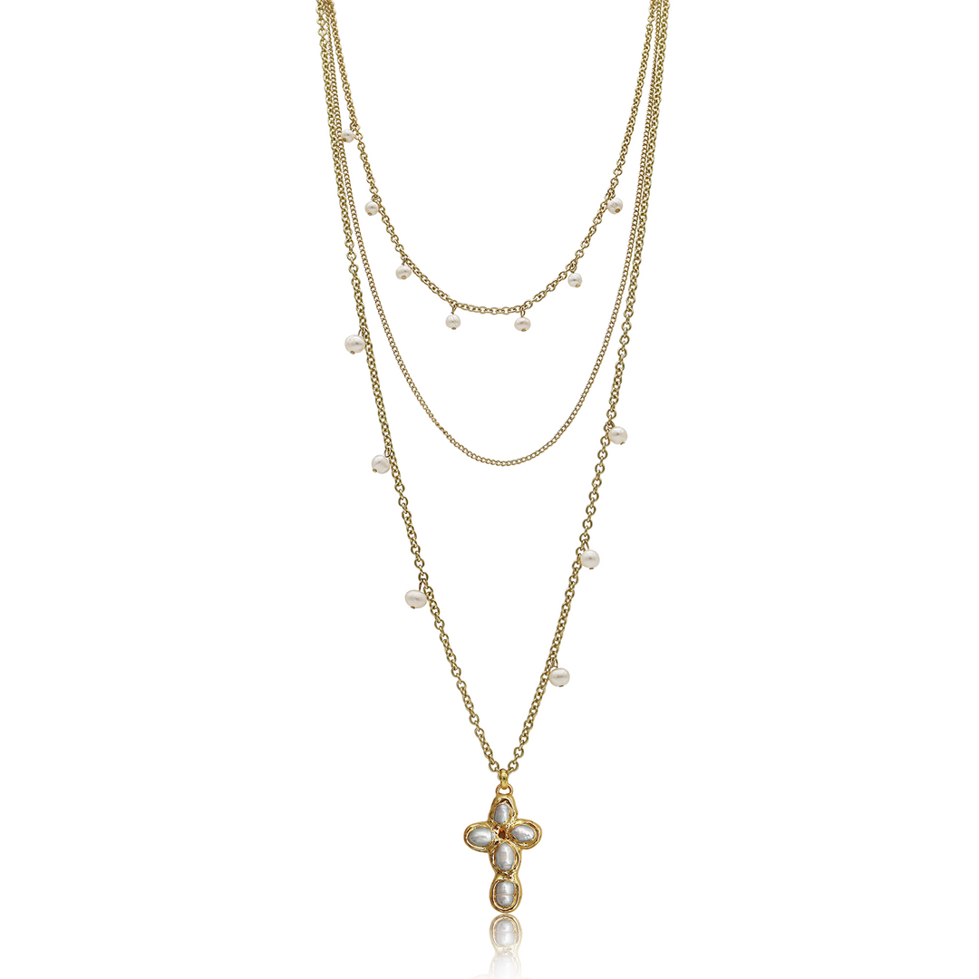 Mermaid Cross Multi Layer Necklace