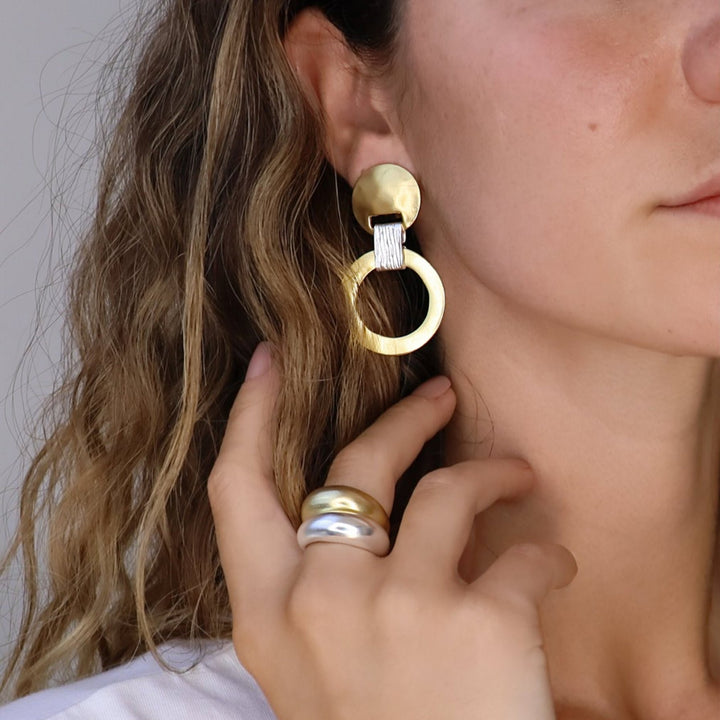Two Tone Statement Clip Earrings - Karine Sultan
