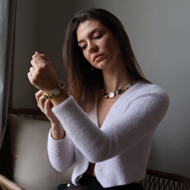 Stone & Pearl Statement Bracelet
