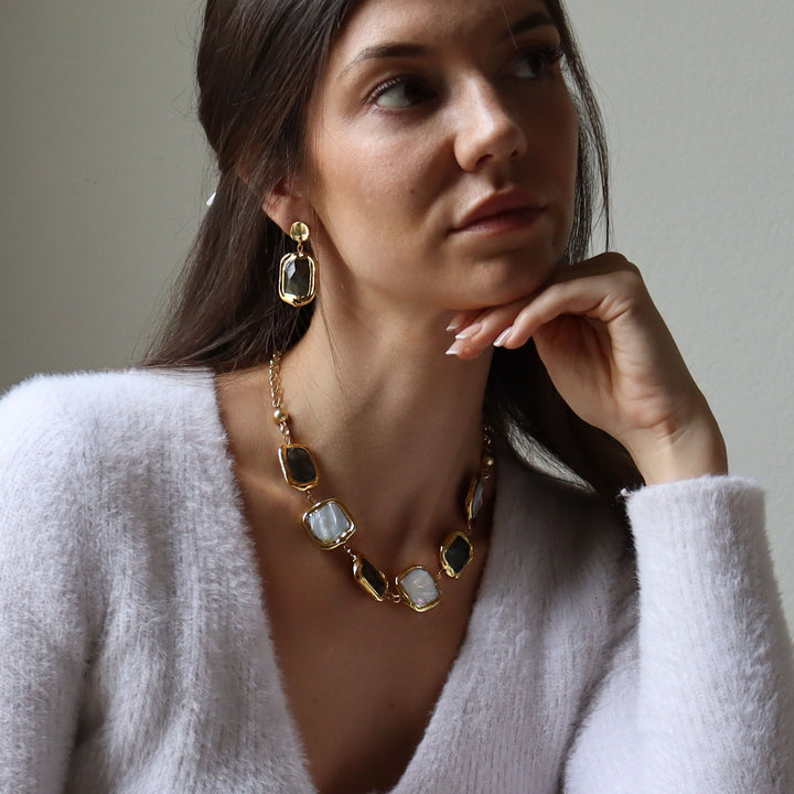 Stone & Pearl Statement Necklace