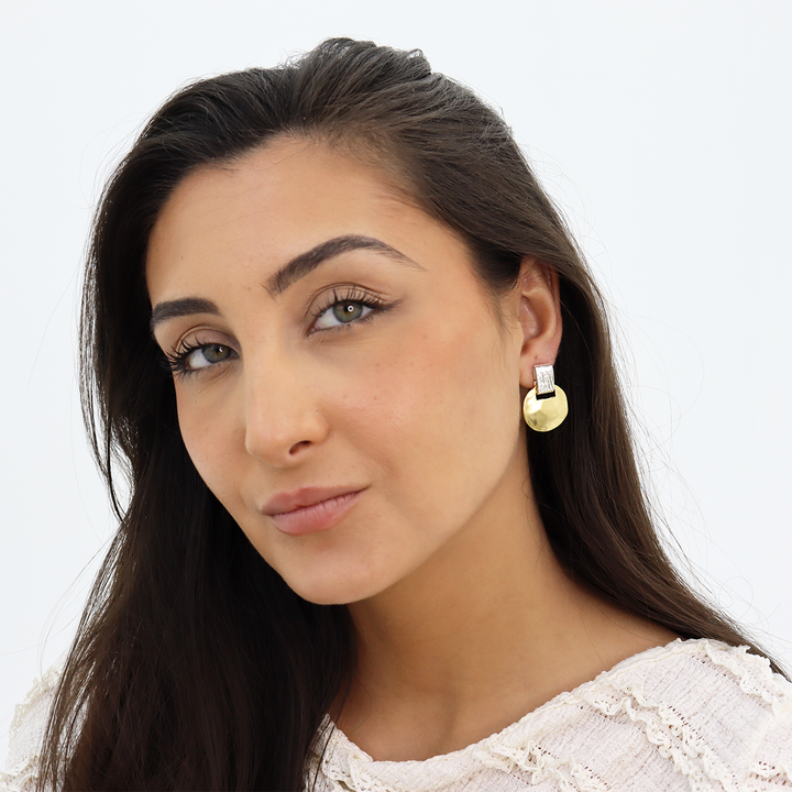 Two Tone Short Drop Earrings - Karine Sultan