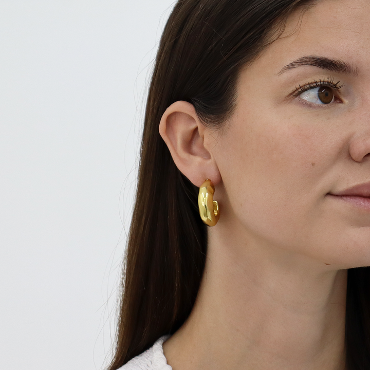 Hammered Metal Hoop Earrings
