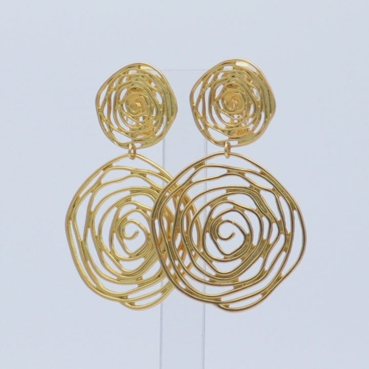 large roses clip on earrings