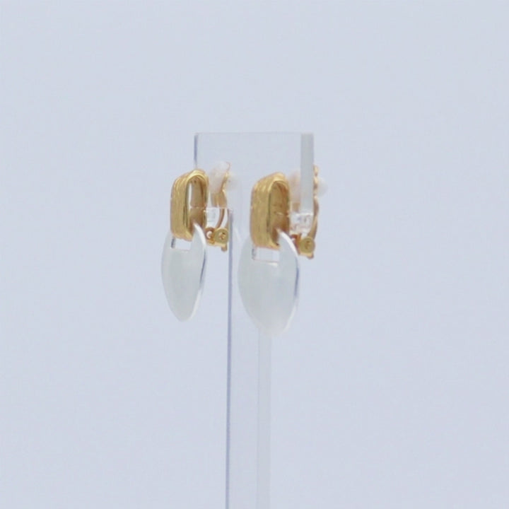 Two Tone Short Drop Clip-On Earrings