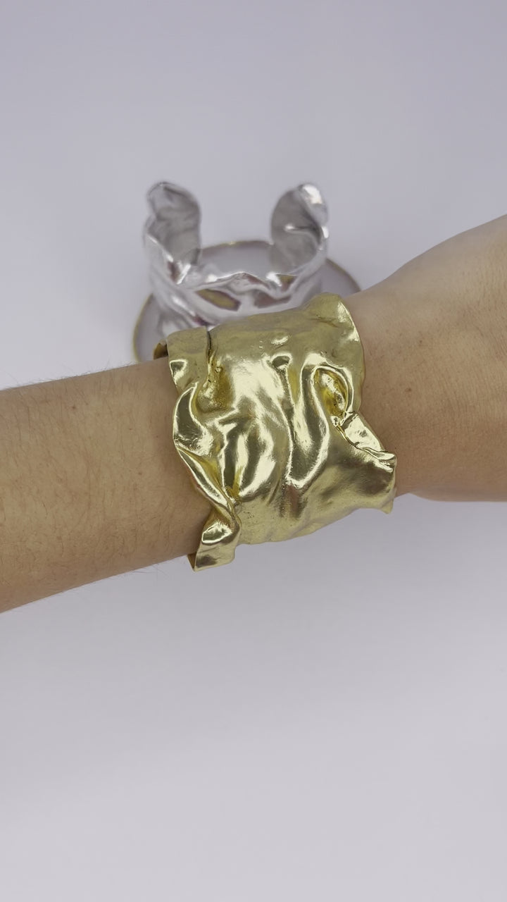 Crumpled Foil Cuff Bracelet