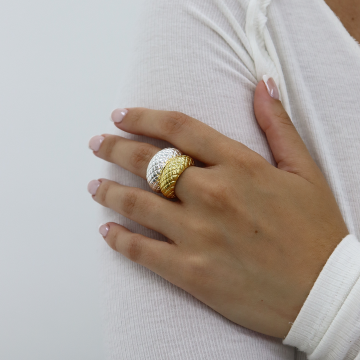 Snake Texture Duo Rings
