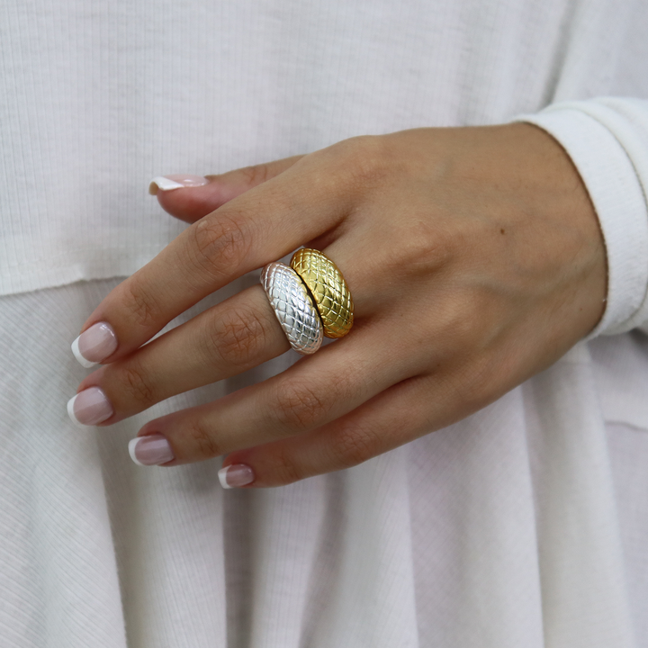 Snake Texture Duo Rings
