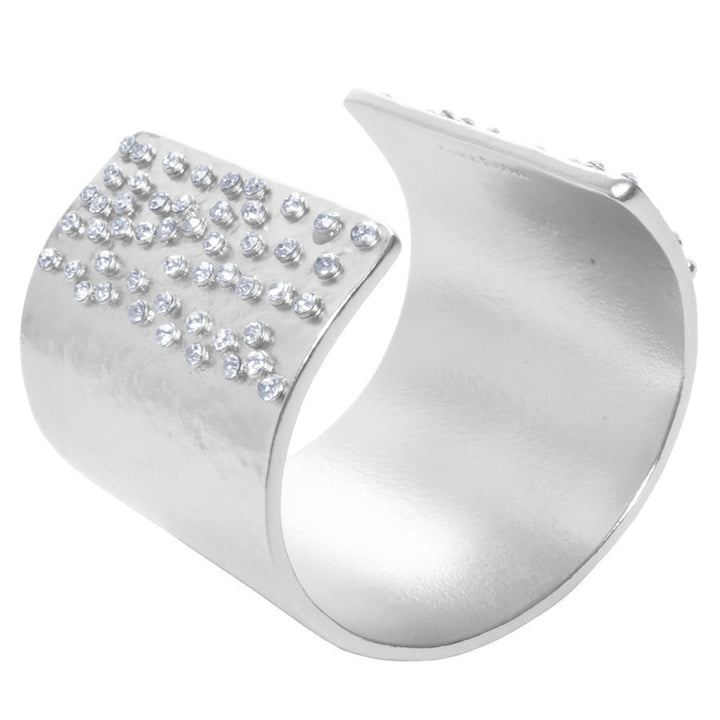 Open front crystals cuff bracelet