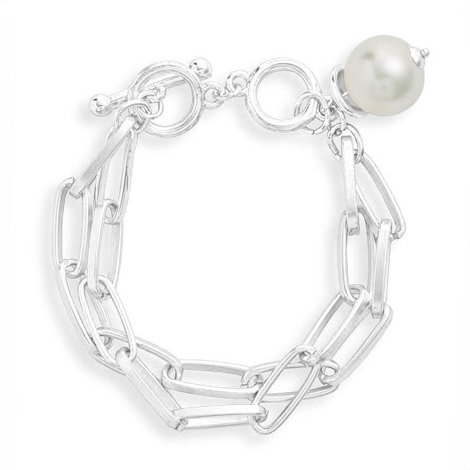 Polished Link & Pearl Bracelet - Karine Sultan