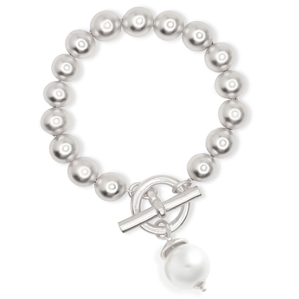 Beaded chain bracelet with pearl charm - Karine Sultan
