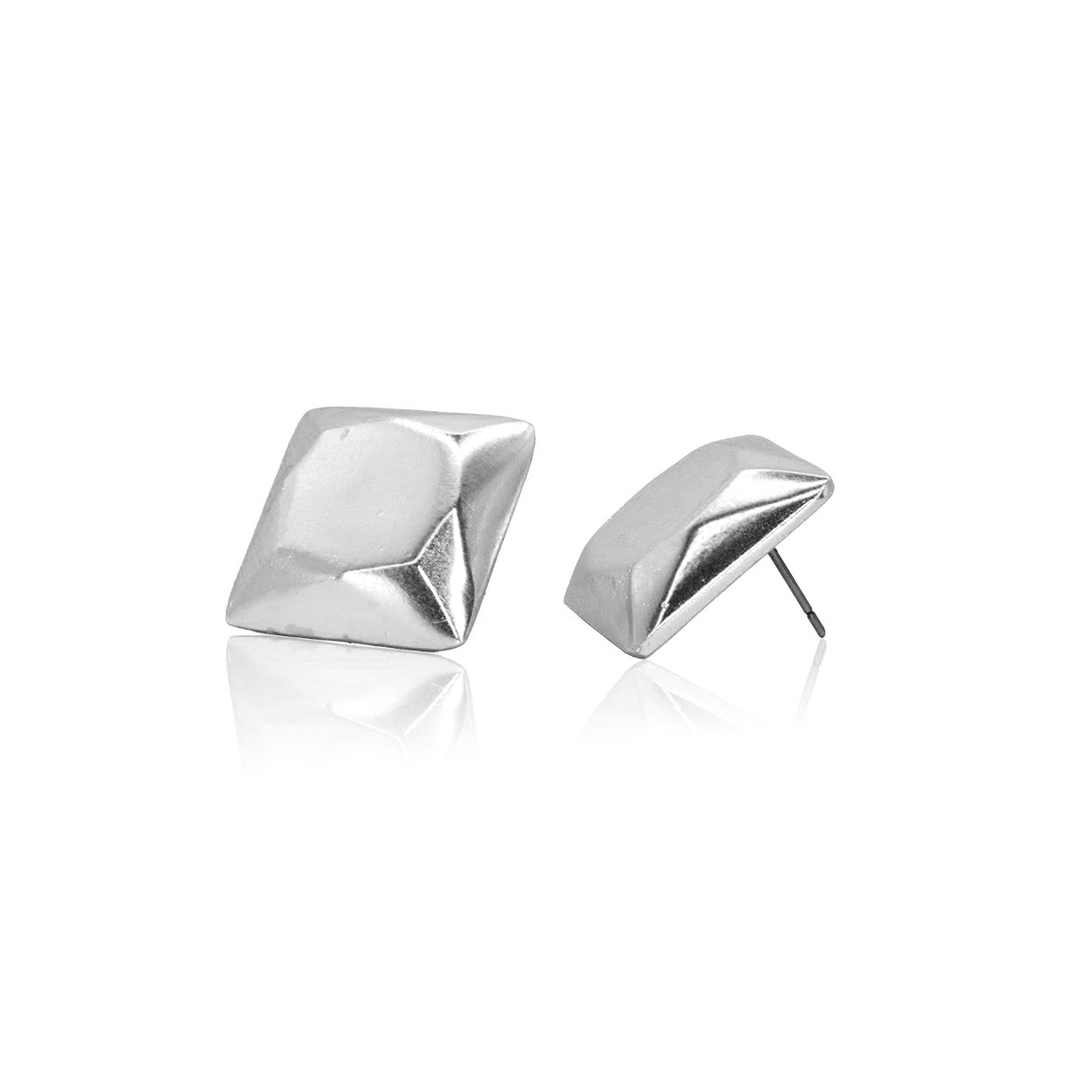 Square Faceted Stud Earrings