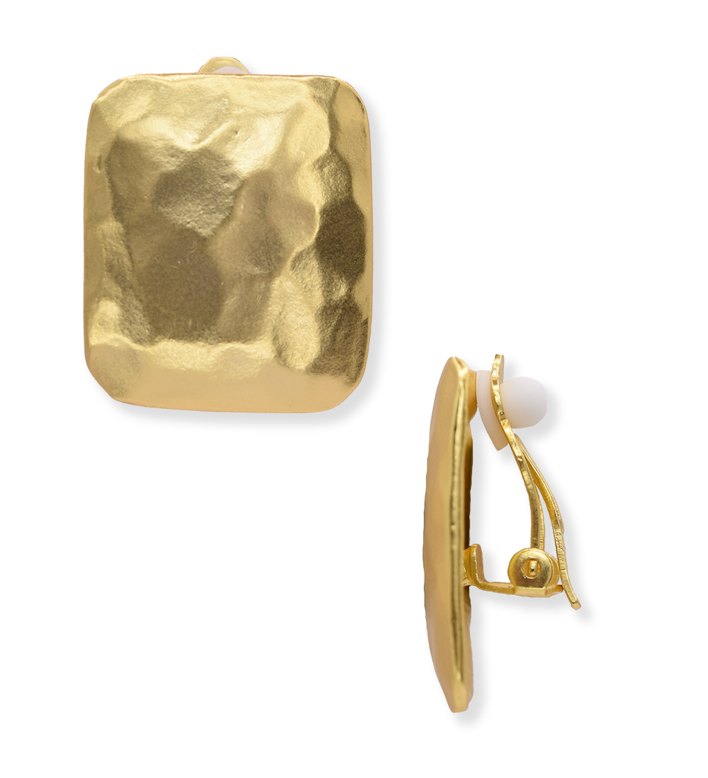 Textured square clip-on earrings - Karine Sultan