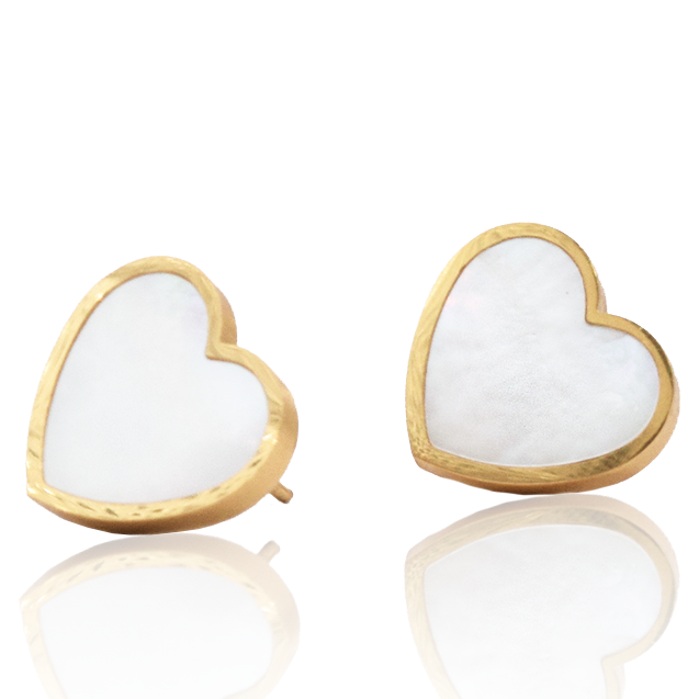 Mother of pearl heart stud earrings - Karine Sultan