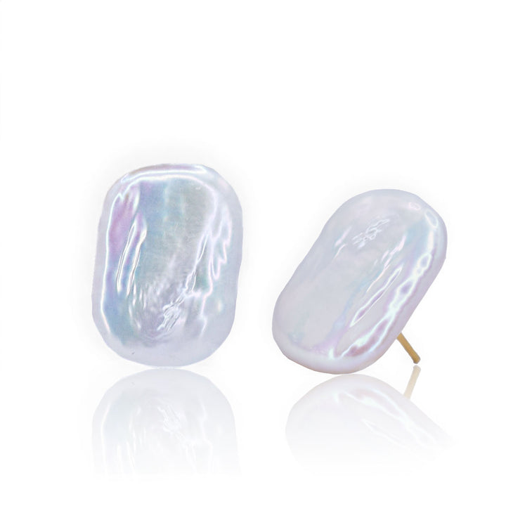 Square freshwater pearl stud earrings