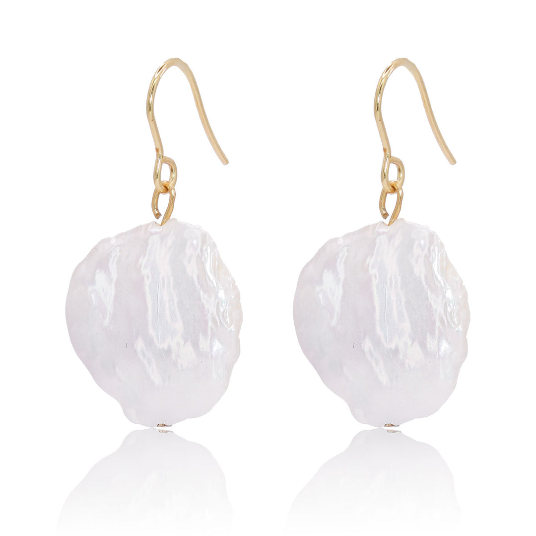 Large flat pearl dangle earrings - Karine Sultan