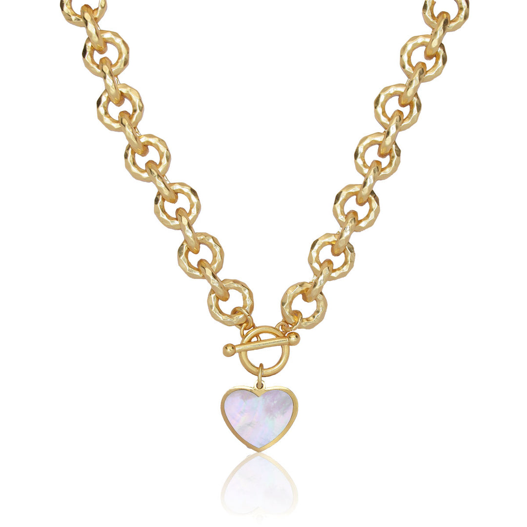 Luxurious link X mother of pearl Necklace