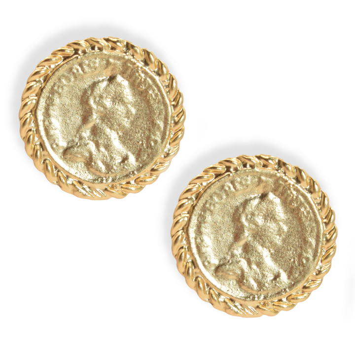 Old World coin stud earrings