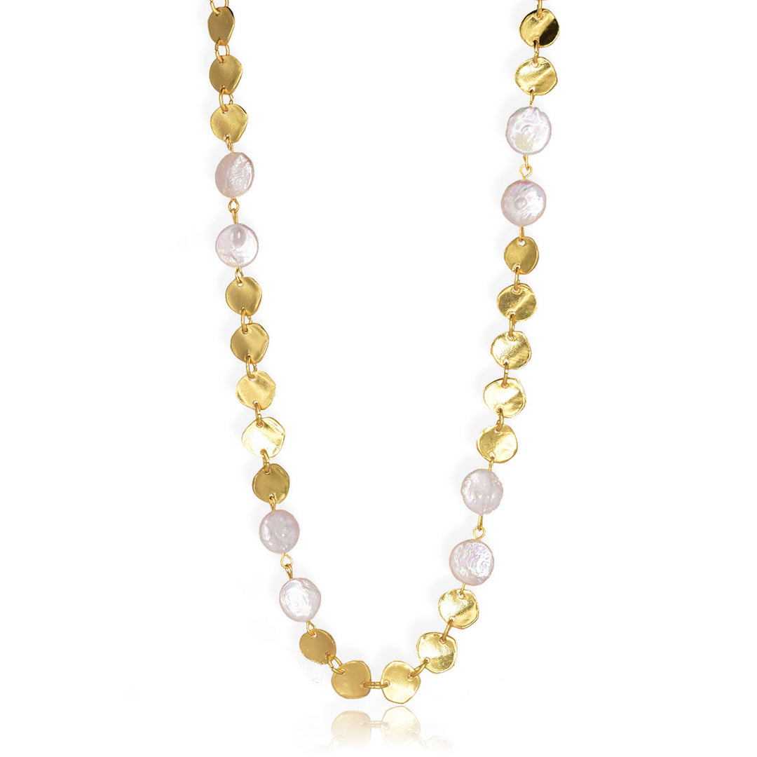 Mini Coins and pearls long Necklace - Karine Sultan