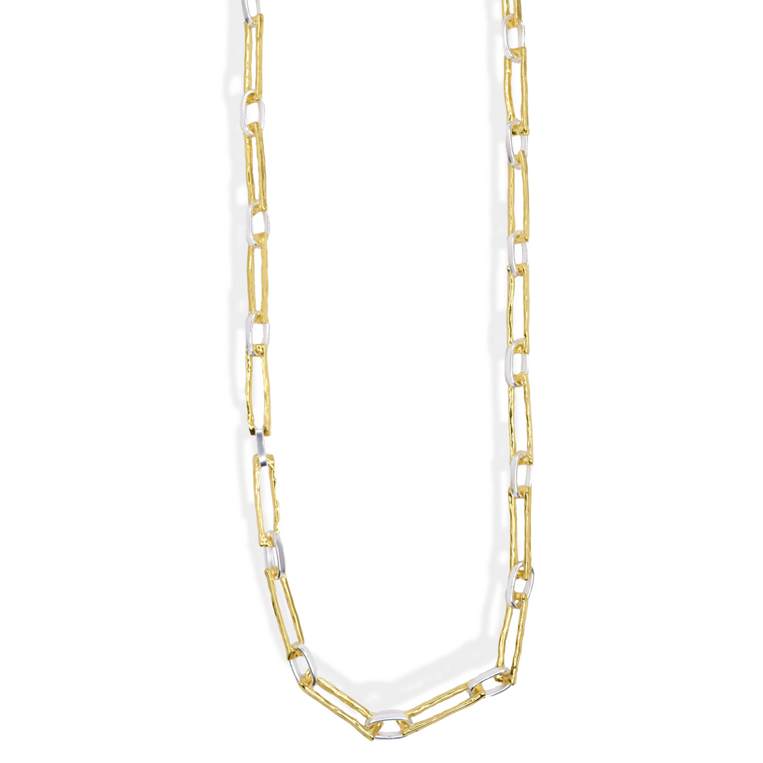 Two Tone Elongated Link Long Chain - Karine Sultan