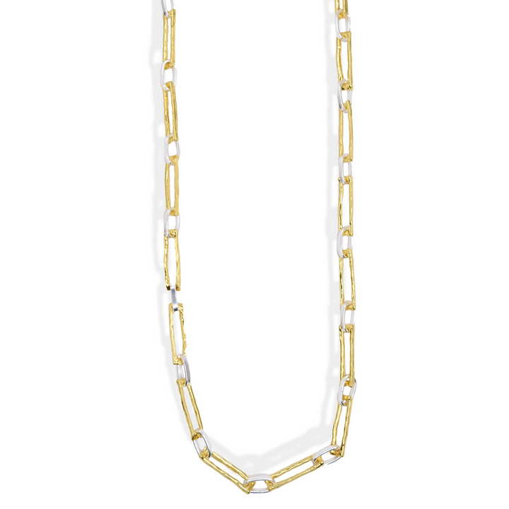 Two Tone Elongated Link Long Chain