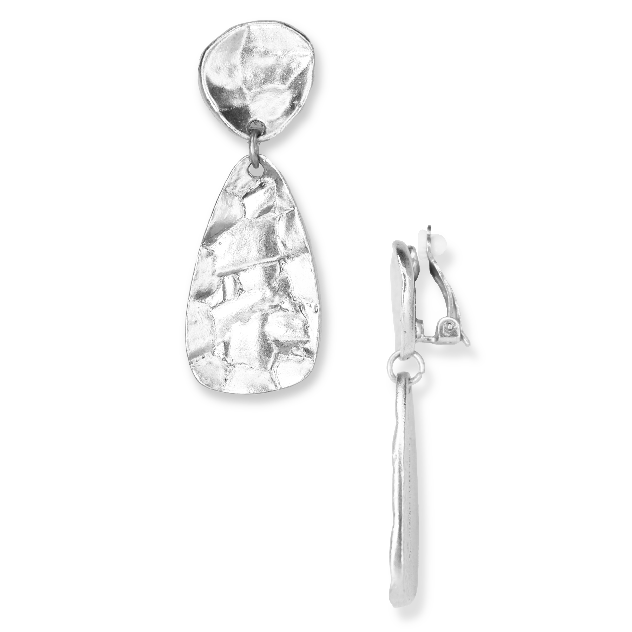 Organically shaped dangle clip-on earrings