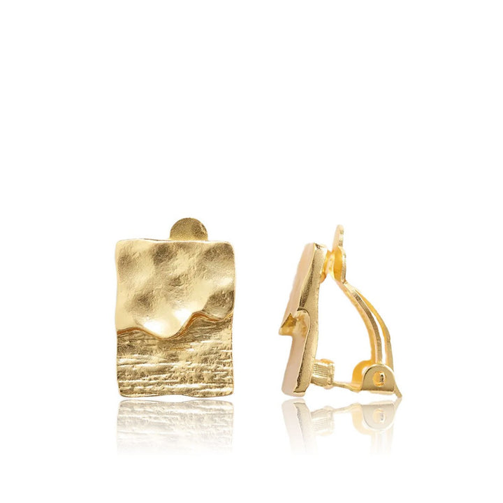 Textured elongated clip-on Earrings - Karine Sultan