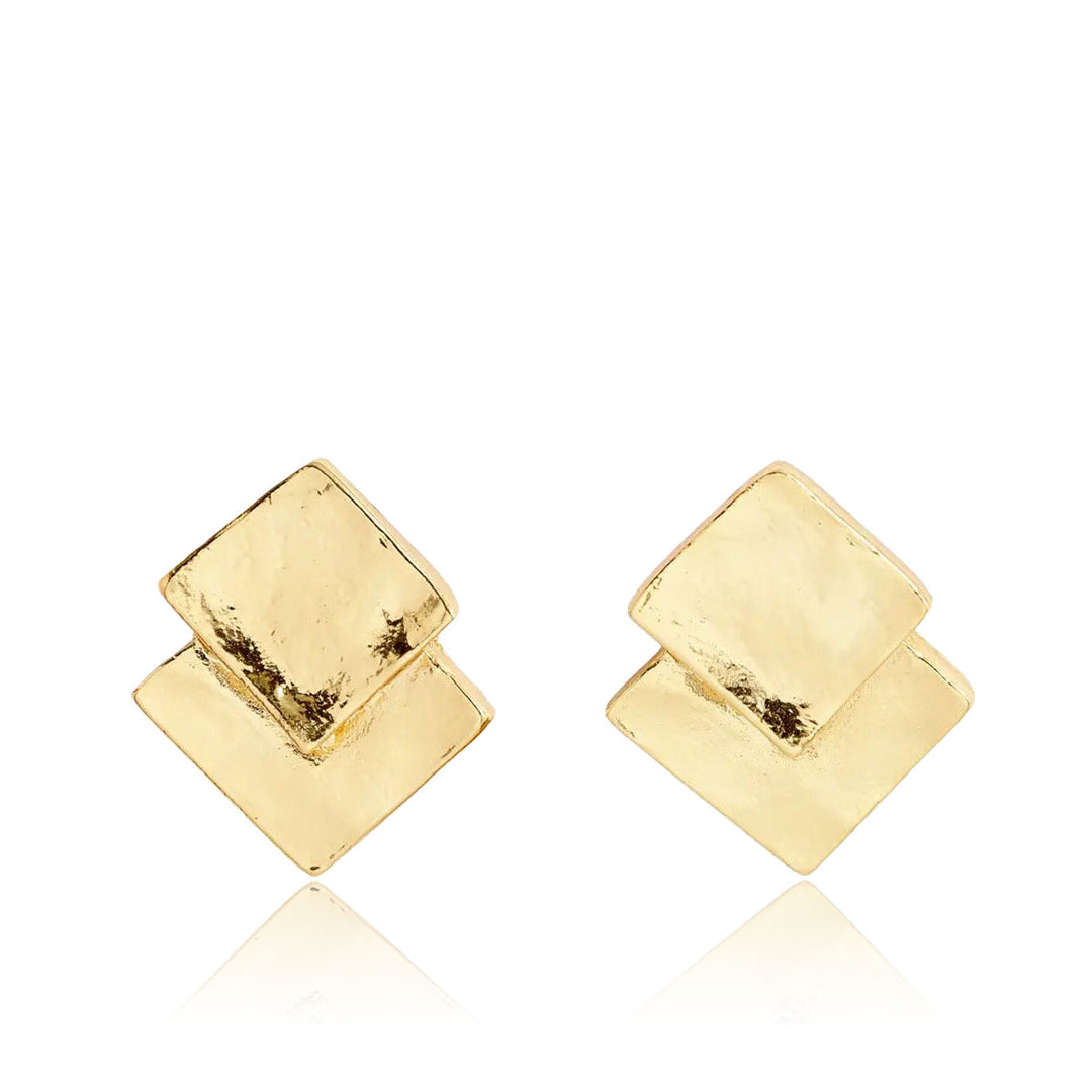 Overlap square stud Earrings - Karine Sultan