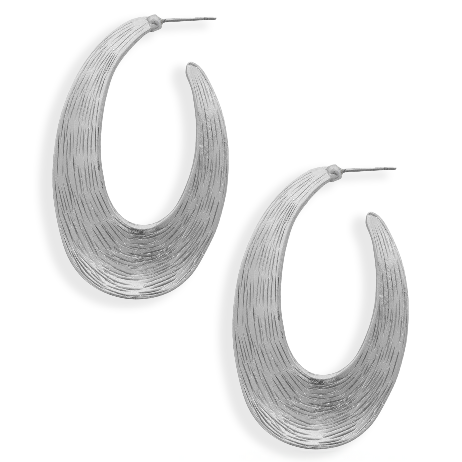 Brushed J hoops earrings - Karine Sultan
