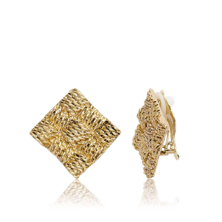 Basketweave Clip Earrings - Karine Sultan