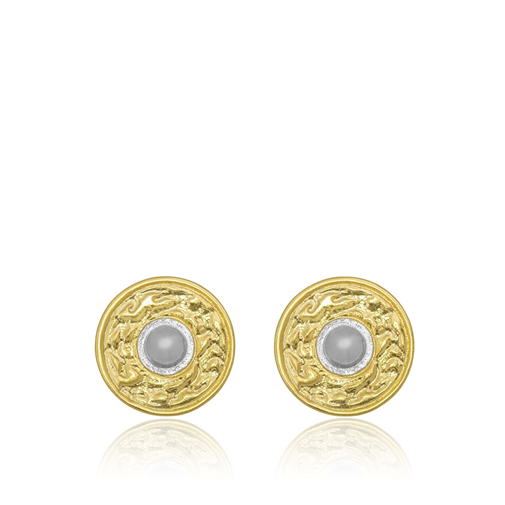 Mixed Metal Large Coin Stud Earrings