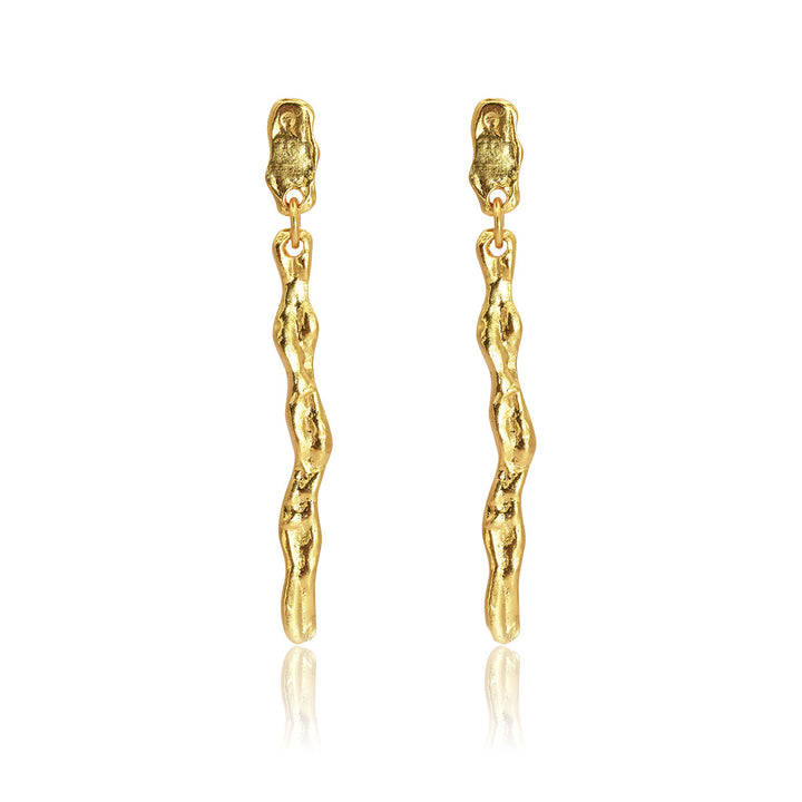 Crumpled foil bar drop earrings - Karine Sultan