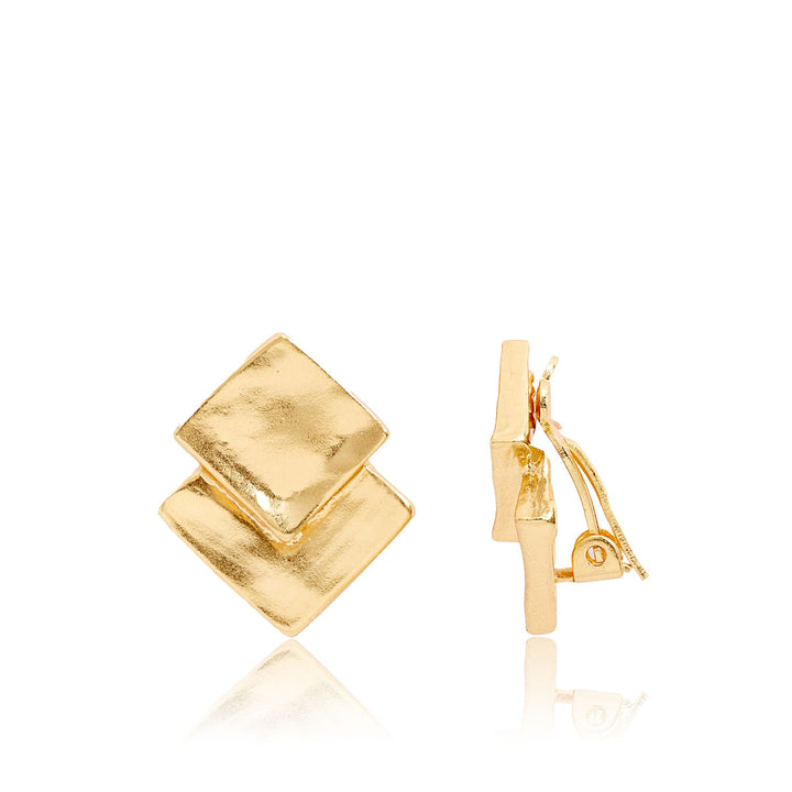 Overlap square clip-on Earrings - Karine Sultan