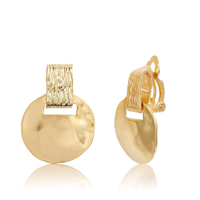 Clip-On Earrings | Cobblestone Drop - Gold | Karine Sultan main image 1